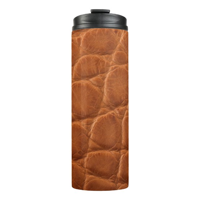 Garrafa Térmica Real genuine tan brown alligator leather texture,  (Frente)