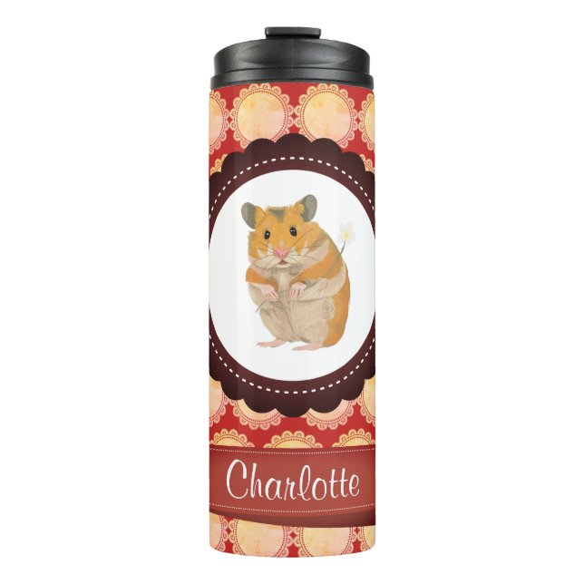 Garrafa Térmica Red Add Your Name Hamster (Frente)
