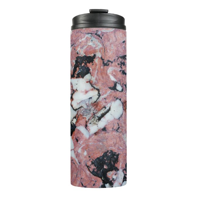 Garrafa Térmica Red and Black Brecciated Marble Stone Texture with (Frente)
