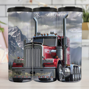 Garrafa Térmica Red Chrome Semi Truck Mountain Road