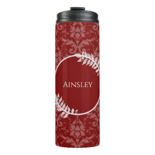 Garrafa Térmica Red Elegant Damask Personalizado Tumbler Térmico