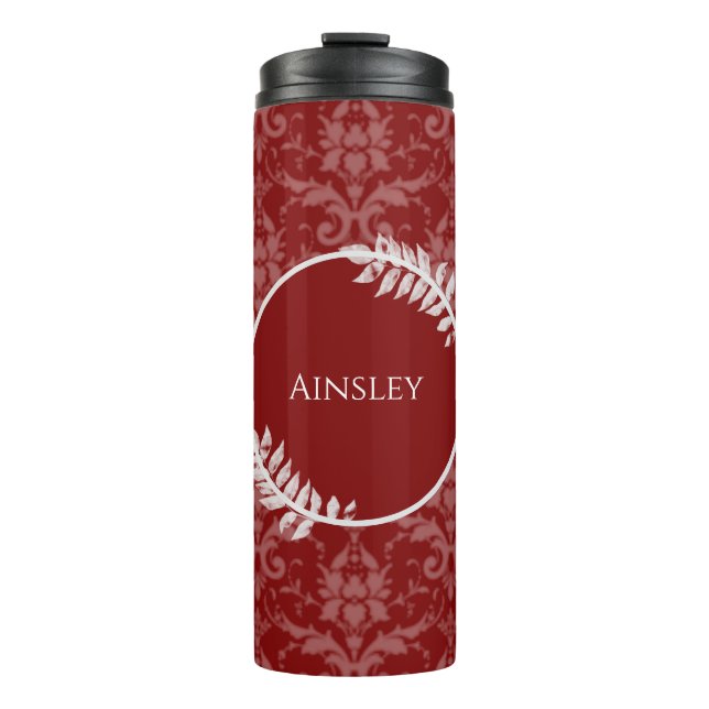 Garrafa Térmica Red Elegant Damask Personalizado Tumbler Térmico (Frente)