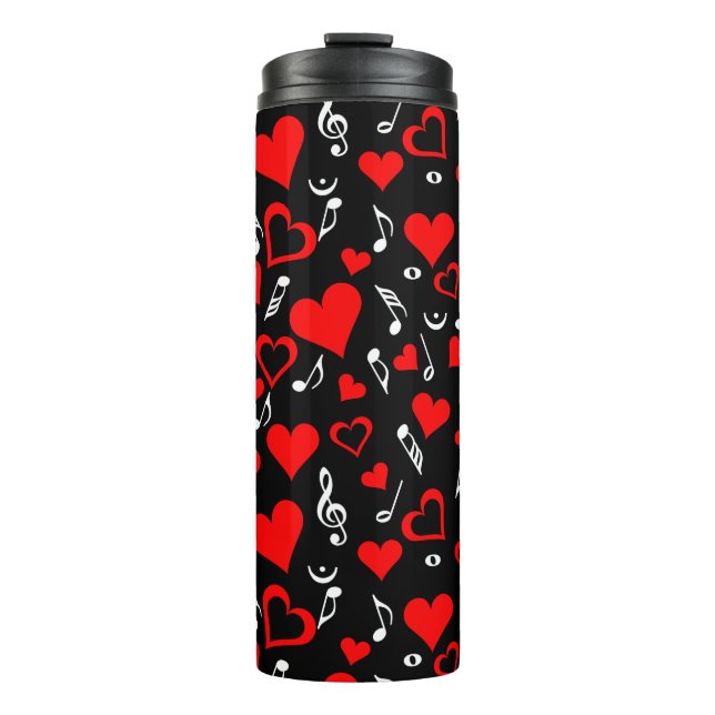 Garrafa Térmica Red Hearts and Music Notes (Frente)