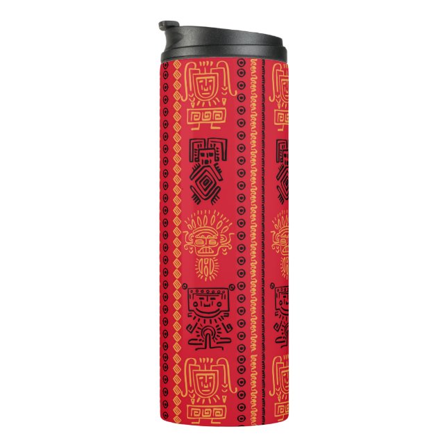 Garrafa Térmica Red Native Patterno Étnico Tribe Boho Cultura (Rotação à direita)