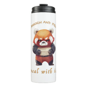 Garrafa Térmica Red Panda Stubborn Lida Com Ele É Um Belo Divertid