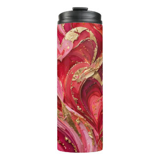Garrafa Térmica Red & Pink Golden Swirl Travel Mug