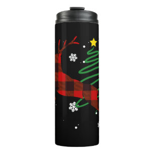 Garrafa Térmica Reindeer Xadrez Vermelha Buffalo Deer Christmas Pa