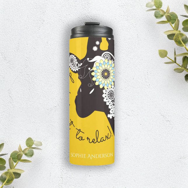 Garrafa Térmica Relaxe - Girafa Amarela Divertida e Funky (Criador carregado)