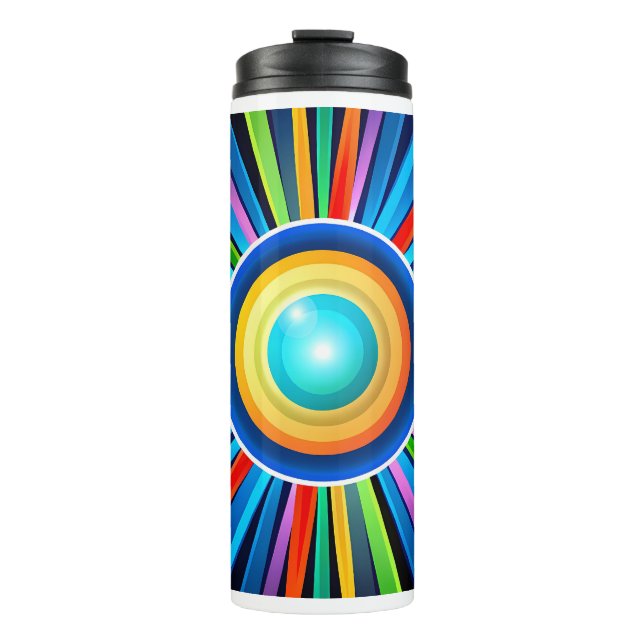 Garrafa Térmica Relógio de parede moderno com o sol radial vibrant (Frente)