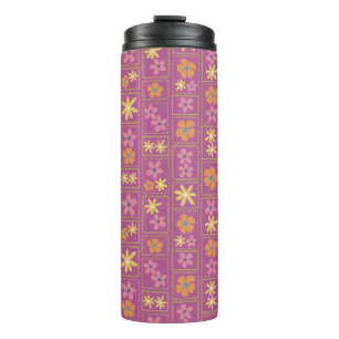 Garrafa Térmica Remendo Floral Retro de Framboesa