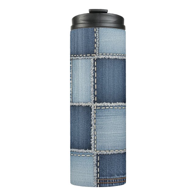 Garrafa Térmica Remendos de Denim (Frente)