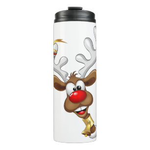 Garrafa Térmica Rena de Natal Engraçada Espiando Meme de Natal