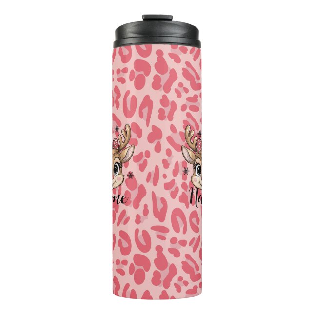 Garrafa Térmica Rena personalizada cor-de-rosa (Frente)