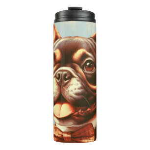 Garrafa Térmica Retrato de pintura de Bulldog Francês Vintage