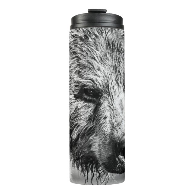 Garrafa Térmica Retrato de urso pardo (Frente)