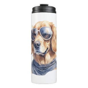 Garrafa Térmica Retriever ouro com óculos de sol