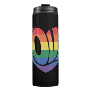 Garrafa Térmica Retrô do Coração do Amor Groovy LGBT Rainbow Pride