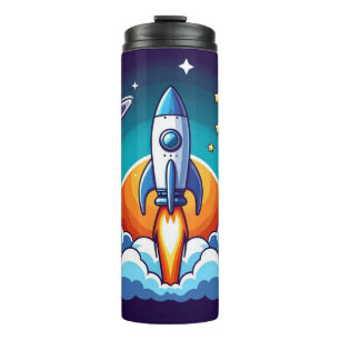 Garrafa Térmica Retro, foguete espacial