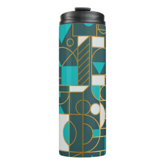 Garrafa Térmica Retro Geométrico: Trabalho de arte minimalista.