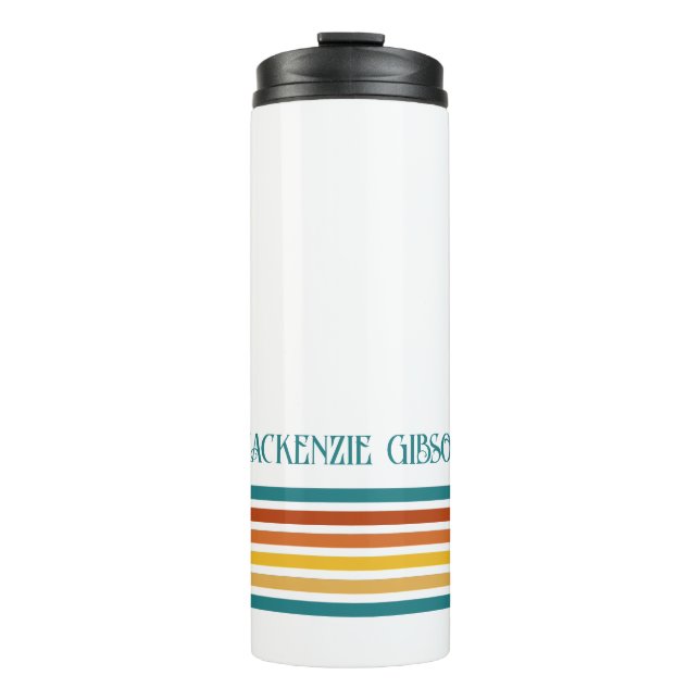 Garrafa Térmica Retro Monogrammed Minimalist Stripes (Frente)