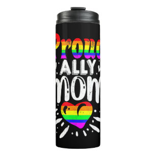 Garrafa Térmica Retro Orgulhoso Ally Mãe Arco-Íris Orgulho gay LGB