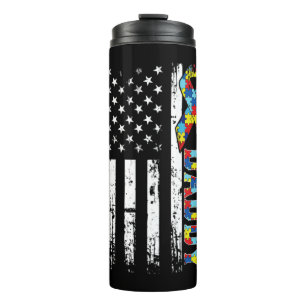 Garrafa Térmica Retro Vintage Americano Flag Autism Dadd