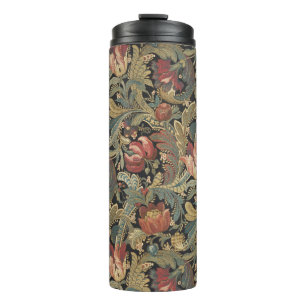 Garrafa Térmica Rica Tapeçaria de Brocado Floral Vitoriana Antiga