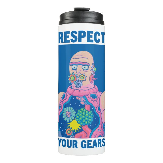 Garrafa Térmica RICK E MORTY™| Respeite suas engrenagens (Frente)