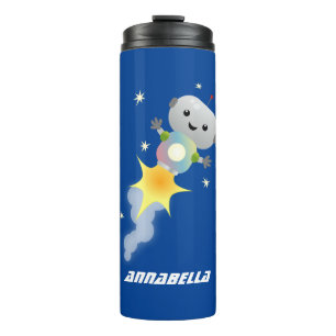 Garrafa Térmica Robô bonito voando em ilustração de desenho animad
