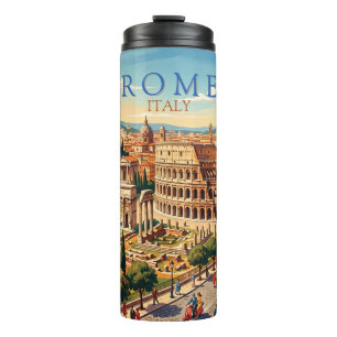 Garrafa Térmica Roma Itália Colosseum Viagem Arte Vintage