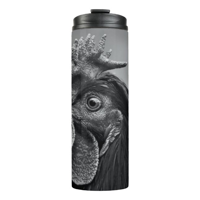 Garrafa Térmica Rooster Preto e Branco (Frente)