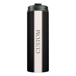 Garrafa Térmica Rosa claro Blush Stripe e Texto Editável Elegante