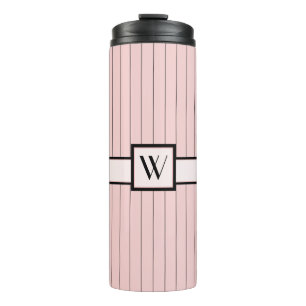 Garrafa Térmica Rosa com Pinstripes Negra Tumbler Térmico