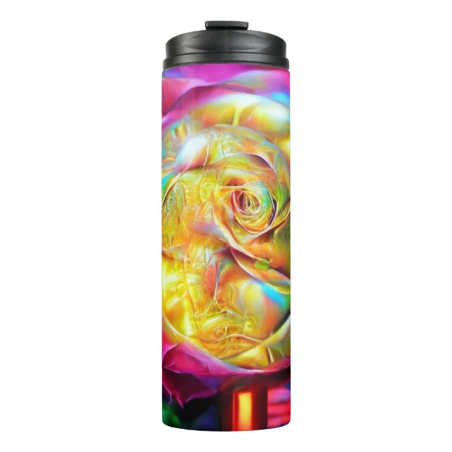 Garrafa Térmica Rosa do Arco-Íris Psicodélico (Frente)