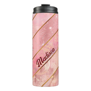 Garrafa Térmica Rosa dourado-chic - geométrico elegante