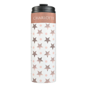 Garrafa Térmica Rosa Dourado Stars Tumbler Térmico Personalizado
