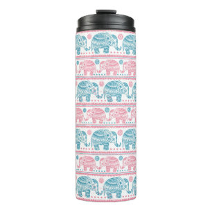 Garrafa Térmica Rosa e teste padrão étnico do elefante da cercet