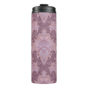 Garrafa Térmica Rosa Lilás Lavanda Desbotada Damask Elegante