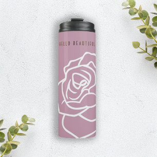 Garrafa Térmica Rosa Personalizada Chic Moderno