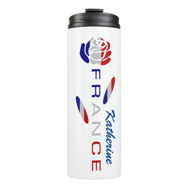 Garrafa Térmica Rosa Personalizada da Bandeira Francesa (Frente)