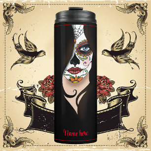 Garrafa Térmica Rosa Sugar Skull