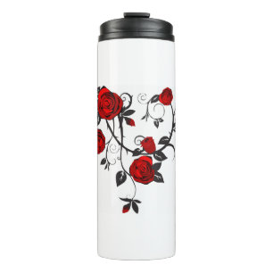Garrafa Térmica Rosa Thorns Bloch Flor Vermelho Negro Frota Folha