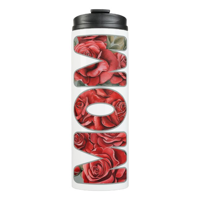 Garrafa Térmica Rosa vermelha Mãe (Frente)