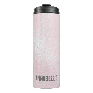 Garrafa Térmica rosas claro brilhantes femininas, personalizadas