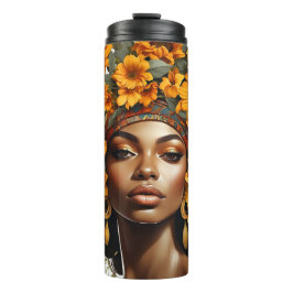 Garrafa Térmica Rosas de mulheres negras e girassóis