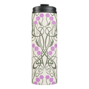 Garrafa Térmica Rosas Rosa Art Nouveau e Caules Sinuosos