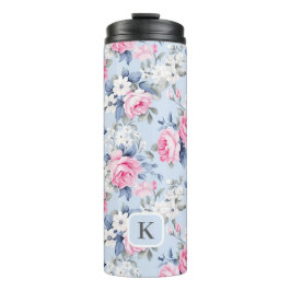 Garrafa Térmica Rosas rosa-chique, flores brancas