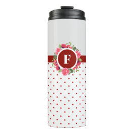 Garrafa Térmica Rosas Rosa-d-água Papagaios vermelhos Monograma