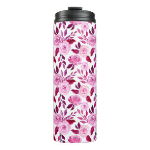 Garrafa Térmica Rosas rosa românticas Vintage floral