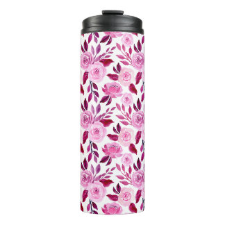 Garrafa Térmica Rosas rosa românticas Vintage floral